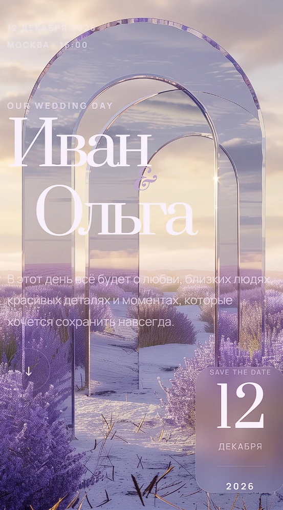 Пример сайта-приглашения на свадьбу «Lilac dawn»